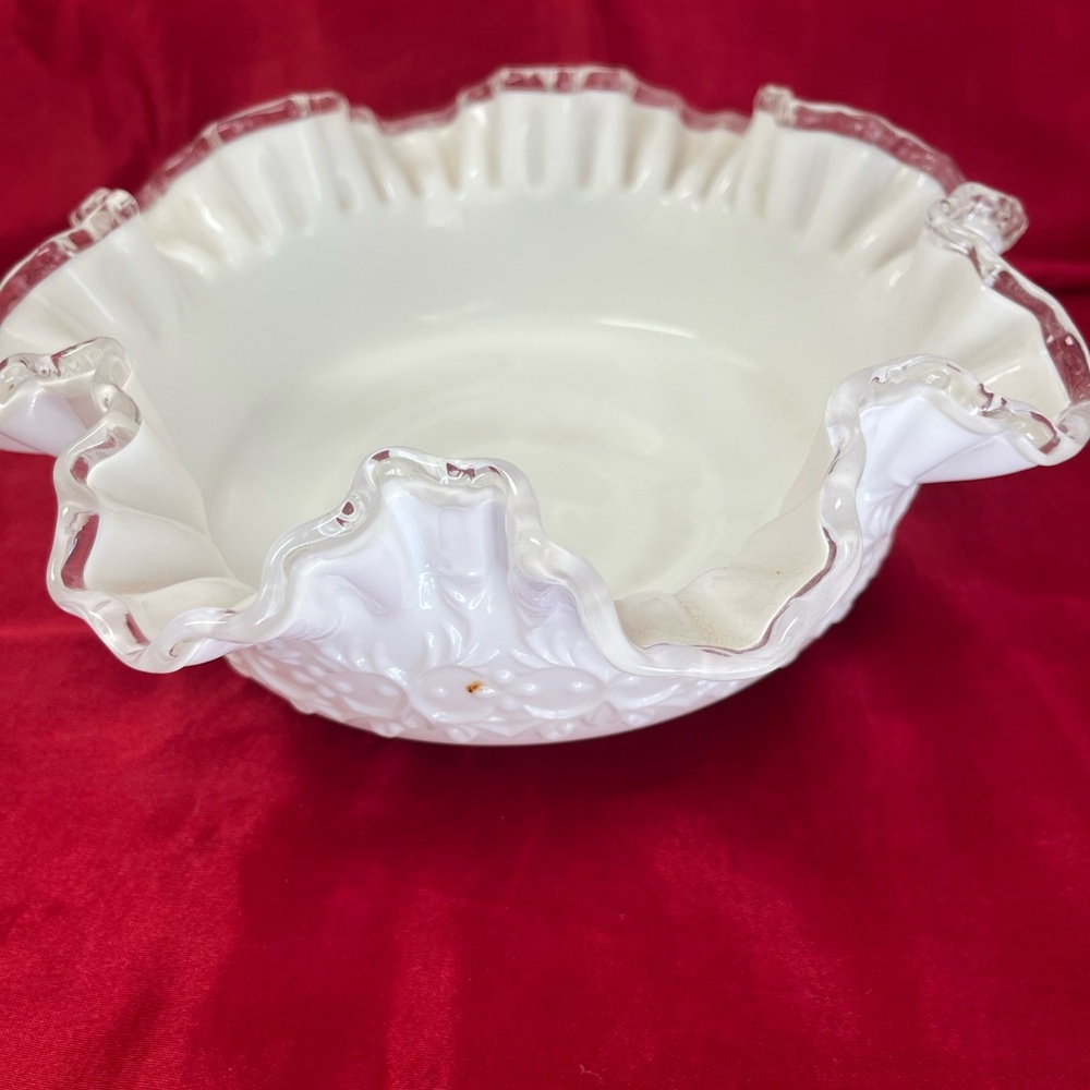 White Ruffled Milk Glass Bowl